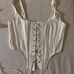 White Fox Boutique White Lace-Up Corset Bra